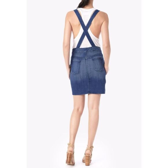 7 FOR ALL MANKIND BLUE FASHION OVERALL STRETCH DRESS MEDIUM‎ BROKEN Size 29 NWT - Picture 6 of 12